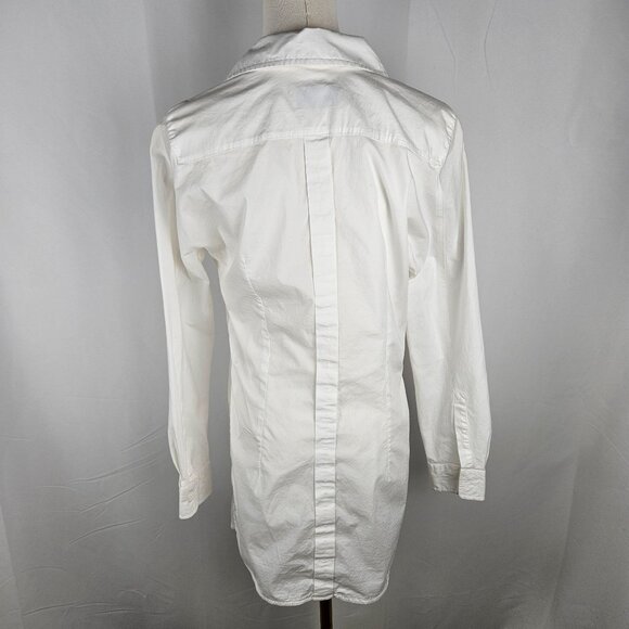 MaxMara Weekend Shirt Tunic Size 8 Long Sleeve Button-Down White - Picture 4 of 12